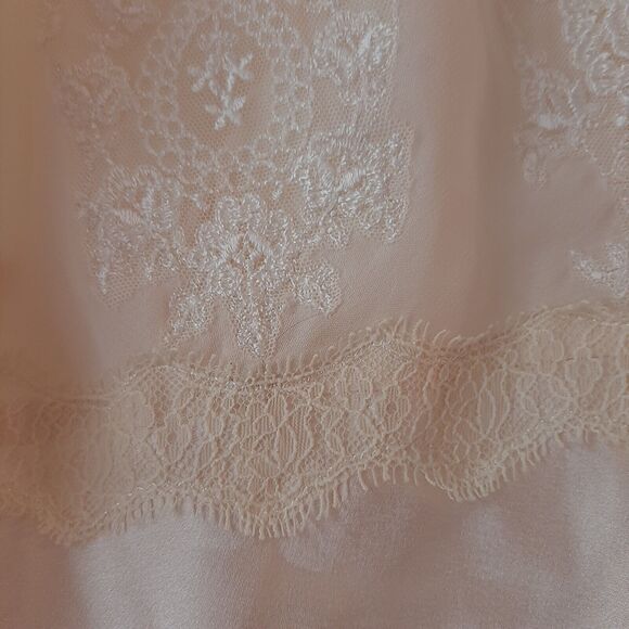 XL Oscar de la Renta Pink Label Y2K Cream Nightgown Slip Lingerie Lace Embroider - Picture 6 of 8